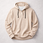 Waffle Knit Hoodie for Men - Cozy Casual Wear in Soft Cotton Blend