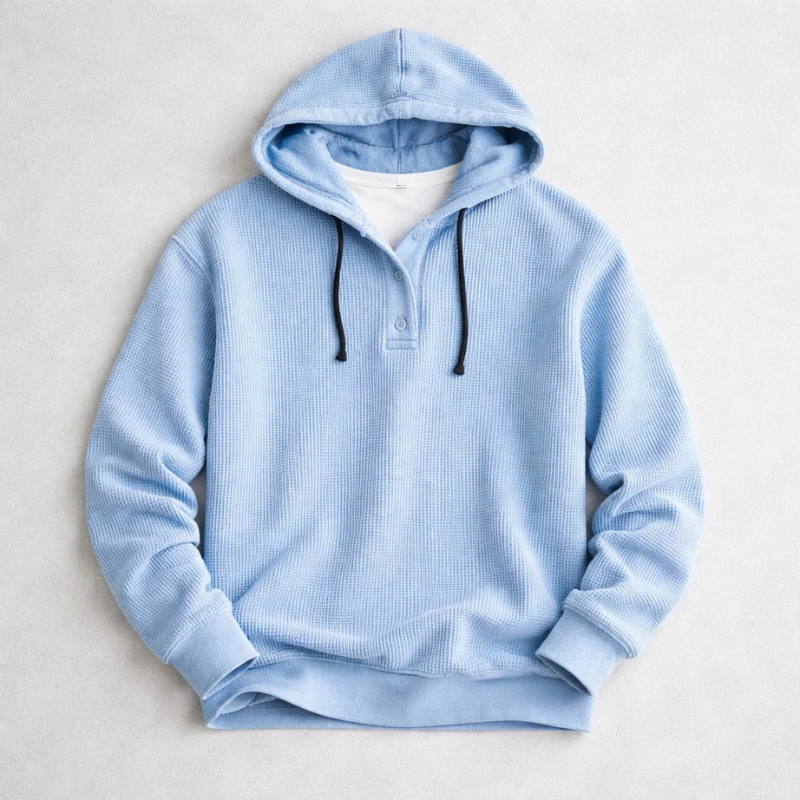 Waffle Knit Hoodie for Men - Cozy Casual Wear in Soft Cotton Blend