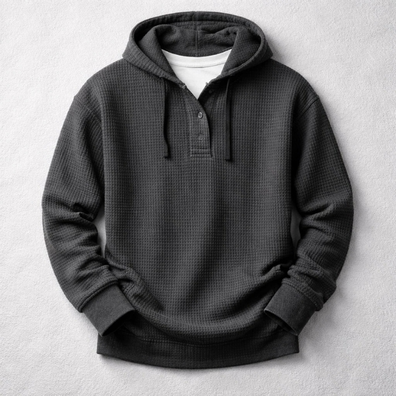 Waffle Knit Hoodie for Men - Cozy Casual Wear in Soft Cotton Blend