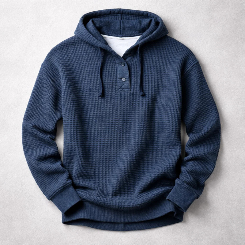 Waffle Knit Hoodie for Men - Cozy Casual Wear in Soft Cotton Blend