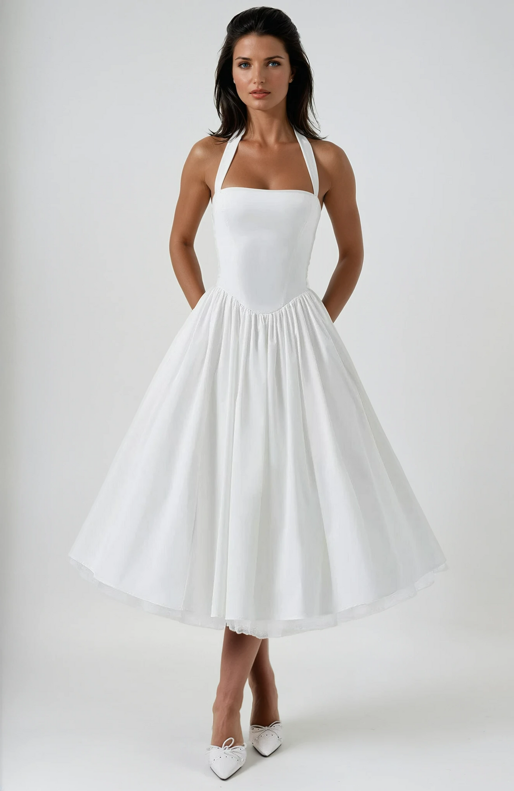 Wedding Guest Midi Dress - Soft Fabric, Elegant Design for Formal Events