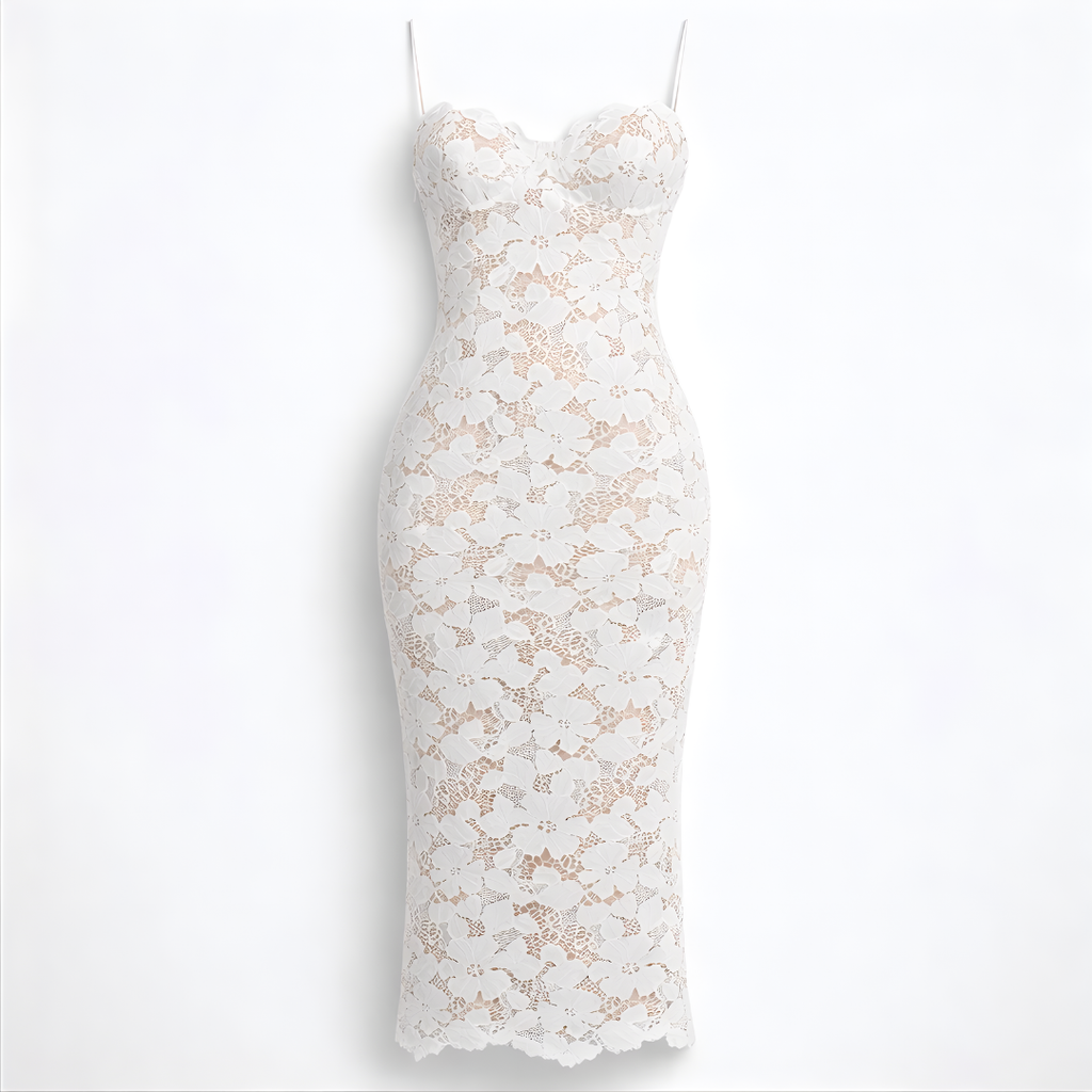 White Bodycon Maxi Dress - Stretchy Fabric - Elegant Evening Wear