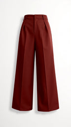 Wide-Leg High Waist Trousers for Women - Pleated Design with Side Pockets - Casual and Stylish Everyday Wear