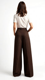 Wide-Leg High Waist Trousers for Women - Pleated Design with Side Pockets - Casual and Stylish Everyday Wear