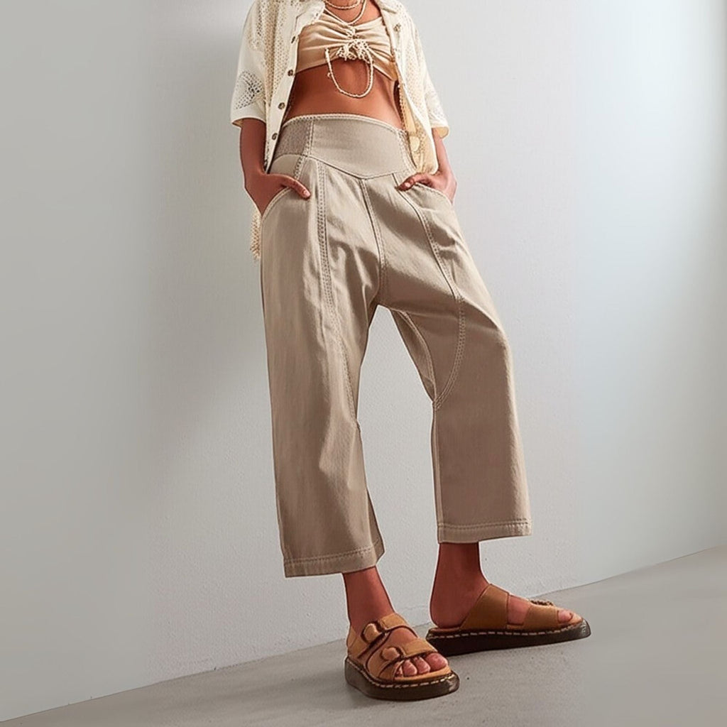 Wide Leg Pant for Women - Comfortable Cotton Blend - Casual Weekend Wear