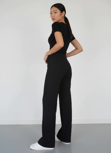 Wide-Leg Trousers with Crease-Resistant Fabric for Effortless Style in Casual or Office Wear