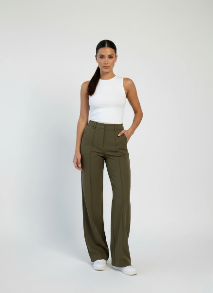 Wide-Leg Trousers with Crease-Resistant Fabric for Effortless Style in Casual or Office Wear