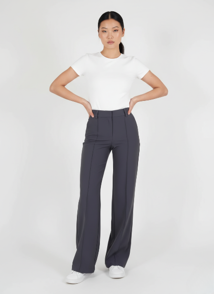 Wide-Leg Trousers with Crease-Resistant Fabric for Effortless Style in Casual or Office Wear