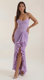 Wisteria Floral Maxi Dress in Lightweight Fabric for Casual or Formal Wear - Perfect for Summer Events and Gatherings