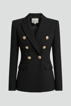 Damen Doppelt-Überwurf Blazer mit Gold-Ton Knopfdetails – Büro, Alltag