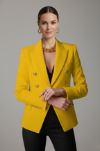 Damen Doppelt-Überwurf Blazer mit Gold-Ton Knopfdetails – Büro, Alltag