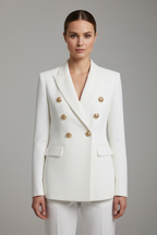 Damen Doppelt-Überwurf Blazer mit Gold-Ton Knopfdetails – Büro, Alltag