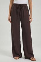 Palazzo Trousers with Drawstring Waist and Side Pockets – Casual, Office
