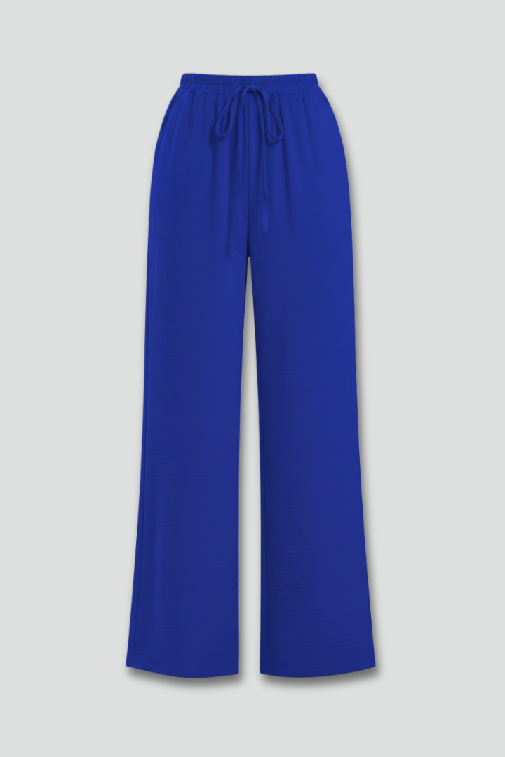 Palazzo Trousers with Drawstring Waist and Side Pockets – Casual, Office