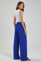 Palazzo Trousers with Drawstring Waist and Side Pockets – Casual, Office