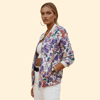 Women's Printed Bomber Jacket – Ribbed Cuffs
