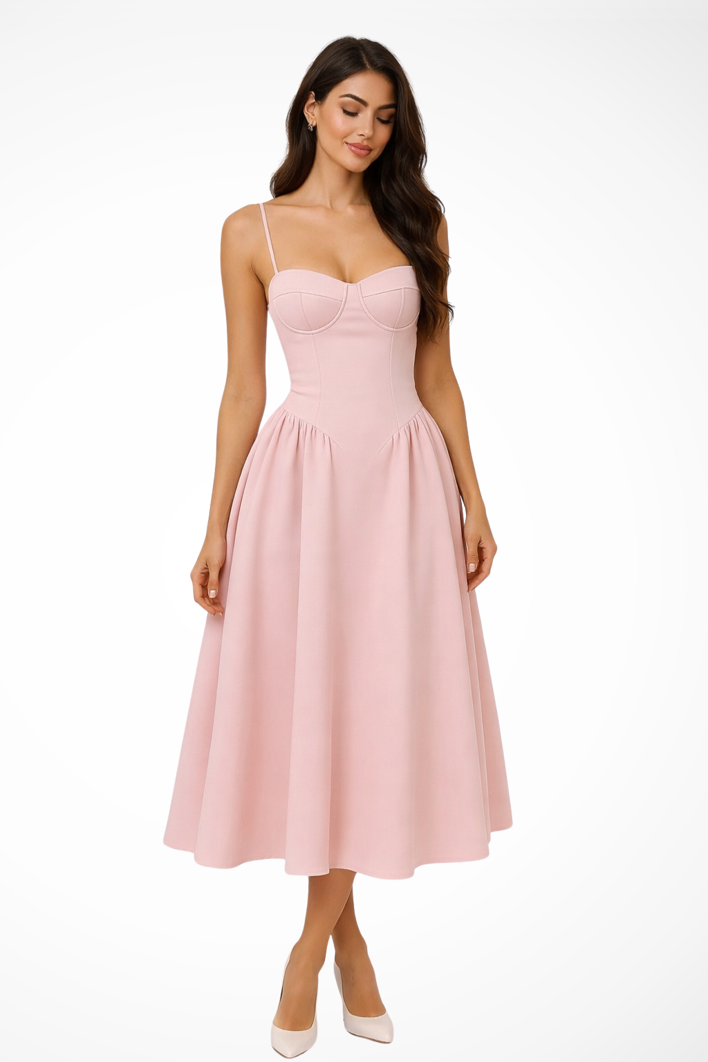Women's A-Line Midi Corset Dress | Elegant Wedding Guest Attire