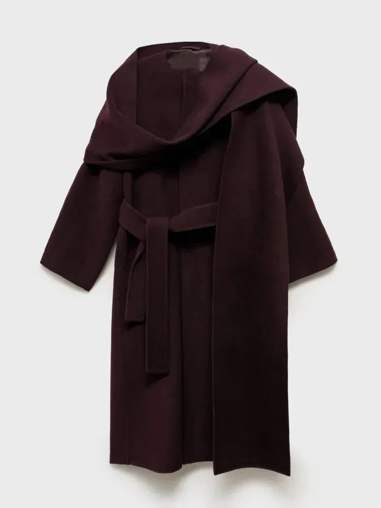 Women's Bordeaux Wrap Coat – Stylish, Warm, Perfect for Casual or Office Wear