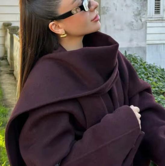 Women's Bordeaux Wrap Coat – Stylish, Warm, Perfect for Casual or Office Wear