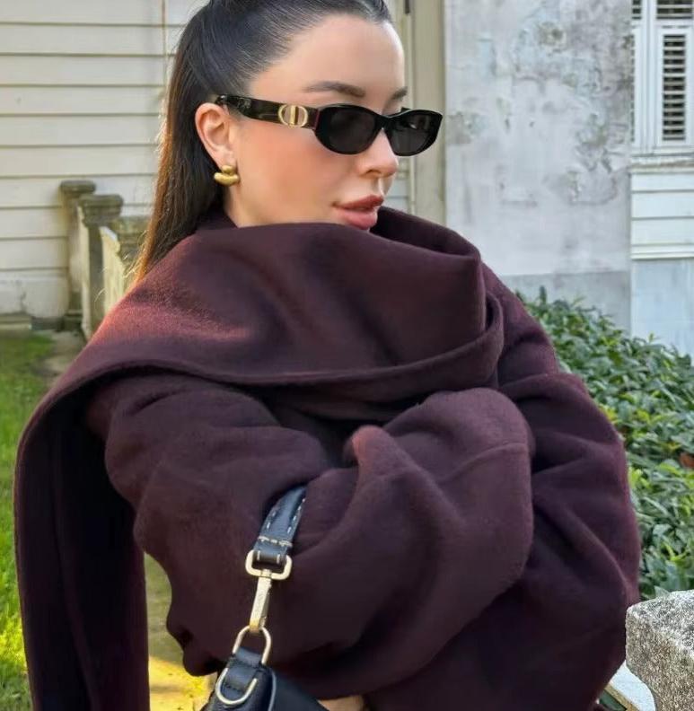 Women's Bordeaux Wrap Coat – Stylish, Warm, Perfect for Casual or Office Wear