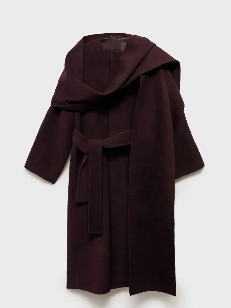 Women's Bordeaux Wrap Coat – Stylish, Warm, Perfect for Casual or Office Wear