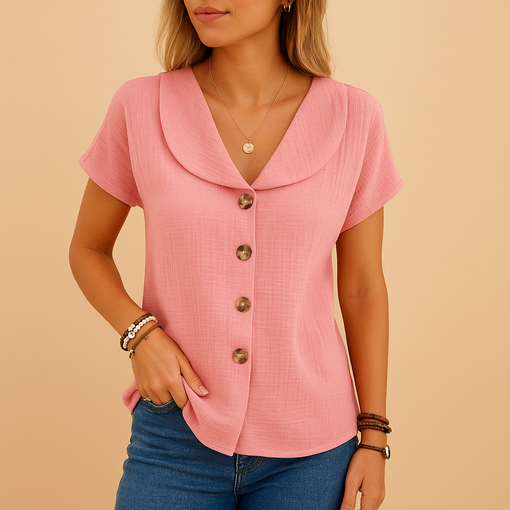 Women's Button Blouse | Lightweight Fabric | Elegant Casual or Office Wear | Multiple Color Options Available