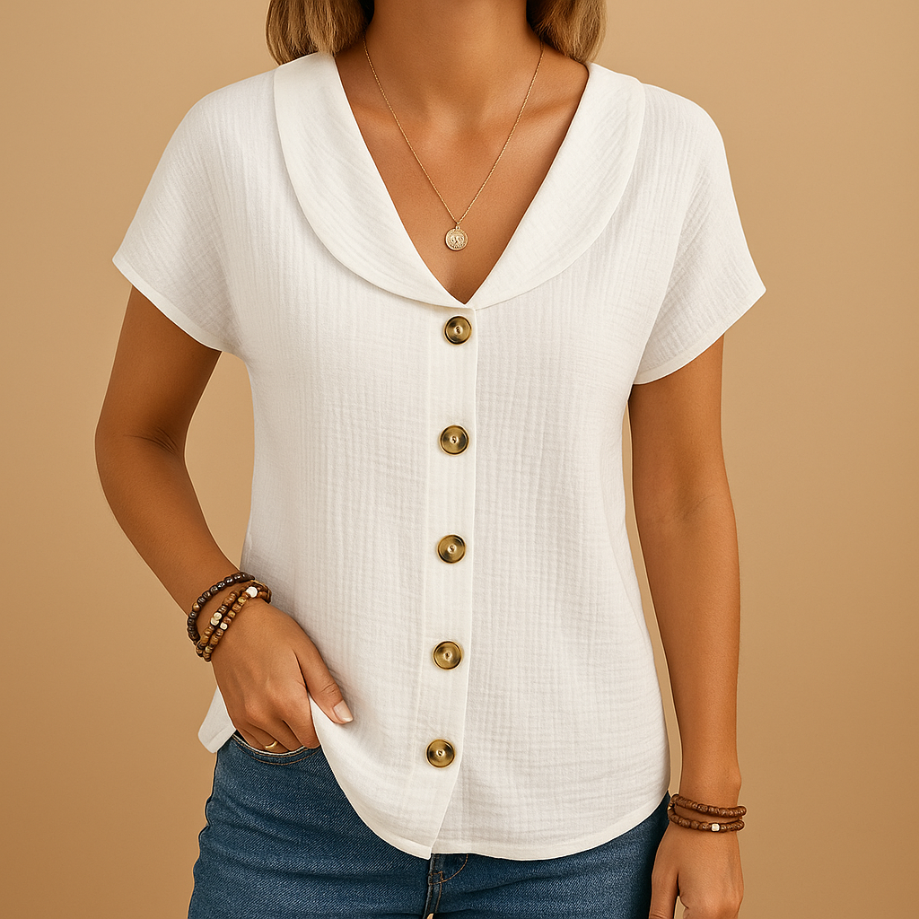 Women's Button Blouse | Lightweight Fabric | Elegant Casual or Office Wear | Multiple Color Options Available