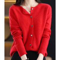 Women's Cashmere Cardigan – Classic Layering Knit – Red