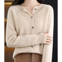 Women's Cashmere Cardigan – Classic Layering Knit – Khaki