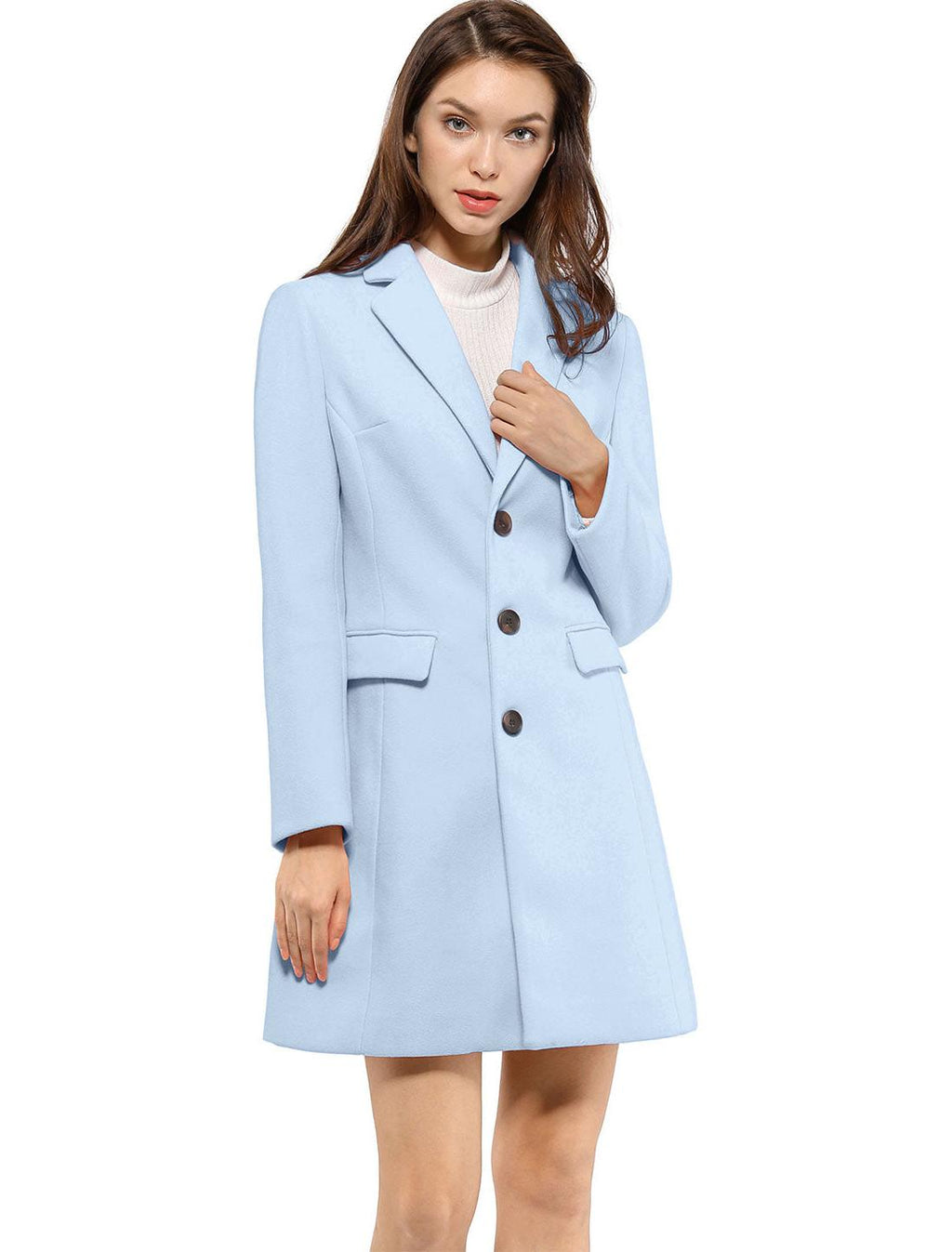 Women's Classic Wool Coat with Collar – Casual, Office