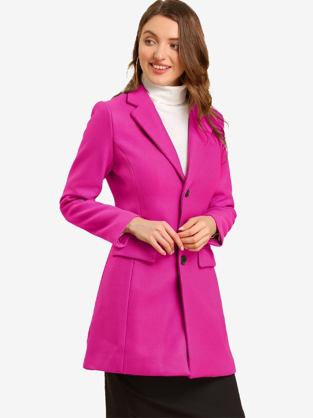 Women's Classic Wool Coat with Collar – Casual, Office