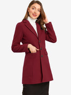 Women's Classic Wool Coat with Collar – Casual, Office