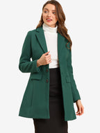 Women's Classic Wool Coat with Collar – Casual, Office