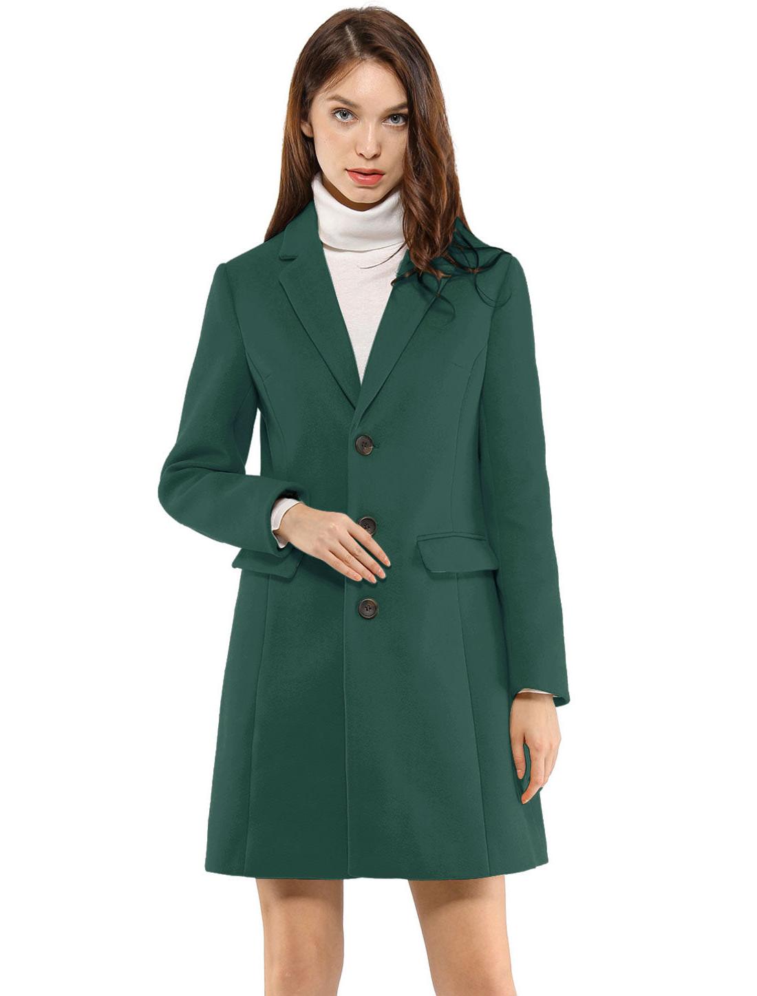 Women's Classic Wool Coat with Collar – Casual, Office