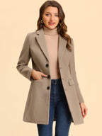 Women's Classic Wool Coat with Collar – Casual, Office