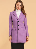 Women's Classic Wool Coat with Collar – Casual, Office