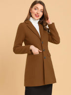 Women's Classic Wool Coat with Collar – Casual, Office