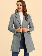 Women's Classic Wool Coat with Collar – Casual, Office