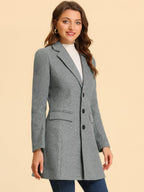 Women's Classic Wool Coat with Collar – Casual, Office