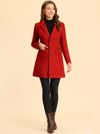 Women's Classic Wool Coat with Collar – Casual, Office