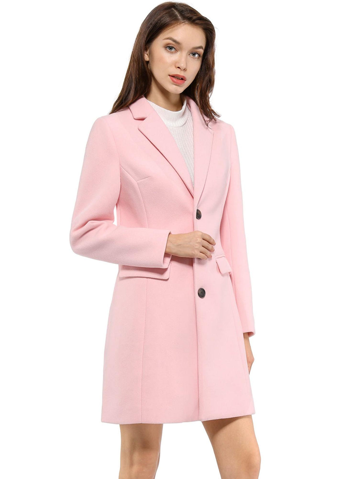 Women's Classic Wool Coat with Collar – Casual, Office