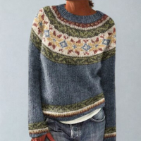 Women's Retro Knit Jumper – All-Day Comfort – Blue