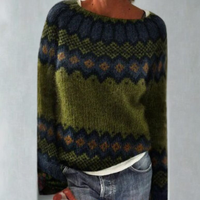 Women's Retro Knit Jumper – All-Day Comfort – Green