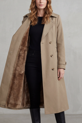 Women's Faux Fur Lined Double-Breasted Winter Coat