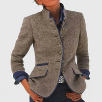 Women's High Collar Long Cardigan – Caramel
