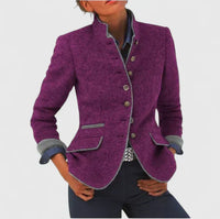 Women's High Collar Long Cardigan – Purple