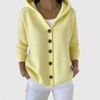 Women's Hooded Button-Down Knit Cardigan – Yellow