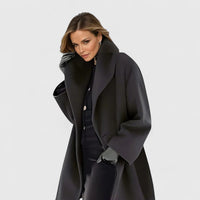 Women's Minimalist Relaxed Coat – Office & Casual – Black