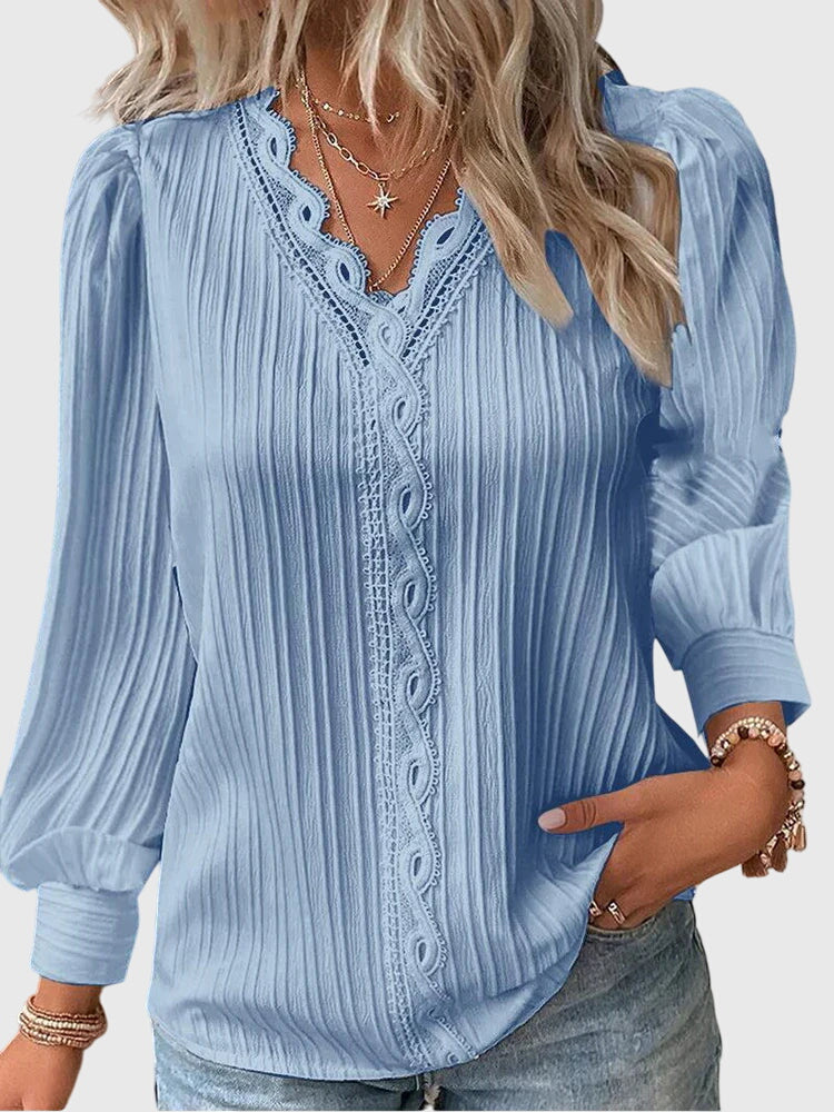 Women's Classic Pullover Blouse – Tailored Fit – Blue