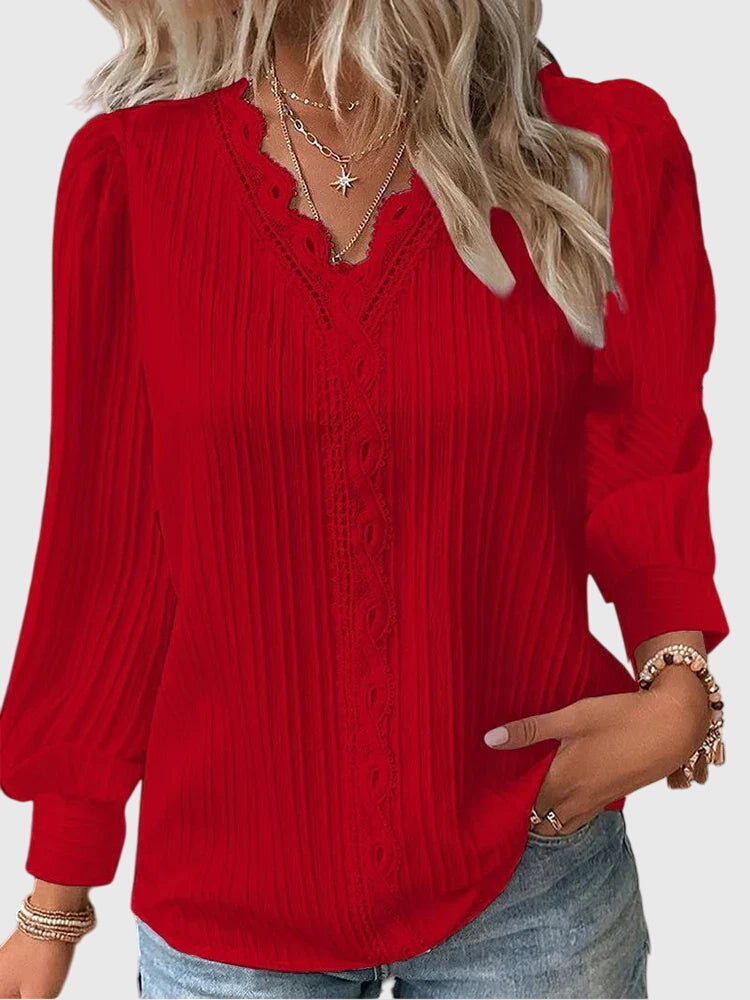 Women's Classic Pullover Blouse – Tailored Fit – Red